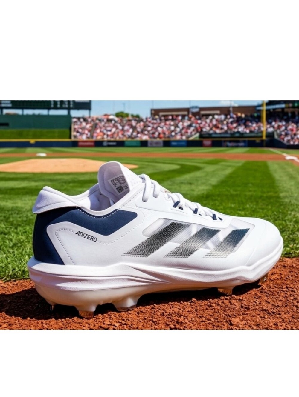 Adidas Adizero Impact TPU Baseball Cleats White Navy Blue